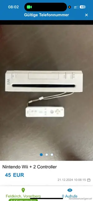 Wii Spielekonsole  inkl. 2 Controller und Spiele 