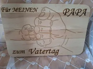 Birken-Holz Deko Brotzeit Jausen Brett Vatertag Geschenk gelasert Maße: 15 x 23 x 1 cm Stückpreis Bild 2