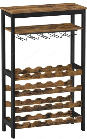 Weinregal in vintagebraun-schwarz, 30x66x100cm