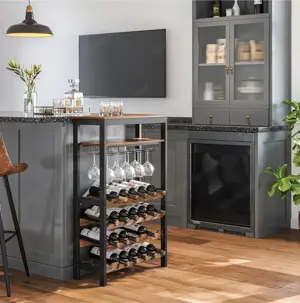 Weinregal in vintagebraun-schwarz, 30x66x100cm