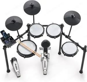 E-Drum Set: Alesis Nitro Max Kit + Hocker + Silent Kick Pedal + Silent Sticks