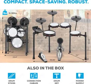E-Drum Set: Alesis Nitro Max Kit + Hocker + Silent Kick Pedal + Silent Sticks Bild 2