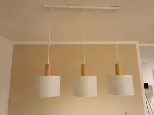 Hängeleuchte weiß Holz 