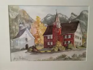 Aquarell Rathaus Hohenems, Gebhard Platzer 