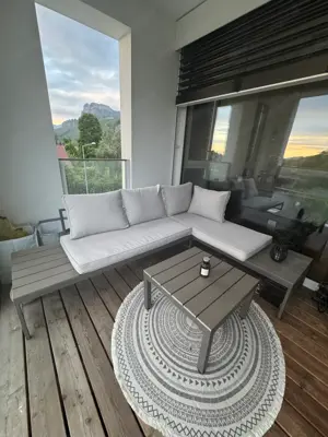 Loungegarnitur 3-tlg. aus Metall  kunststoff mit Kissen