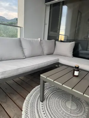 Loungegarnitur 3-tlg. aus Metall  kunststoff mit Kissen Bild 2