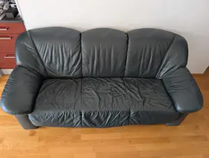 Ledersofas Musterring dunkelgrün schwarz Bild 2