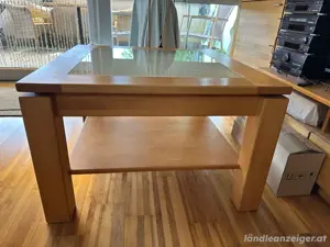 Couchtisch Vollholz Erle und Glas Bild 4