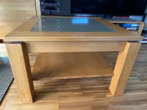 Couchtisch Vollholz Erle und Glas Bild 2