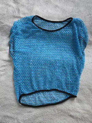 Netzshirt   Hellblau mit schwarzem Rand   One Size