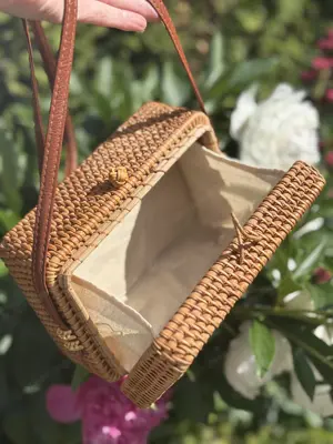   Korbtasche gefüttert mit Lederband   Bild 2