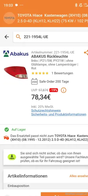 Heckscheinwerfer Hyundai IX30 links