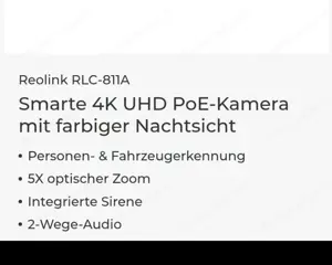 Reolink RLC-811A 4K POE Security Kamera 5xOptischer Zoom Personen-&Autoerkennung cam Bild 4
