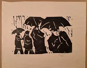 Herman Fleisch "Leute im Regen"