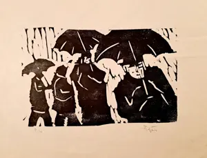 Hermann Fleisch "Leute im Regen" Bild 2