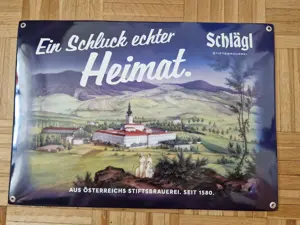 Bier Emailschild Stiftbrauerei SCHLÄGL