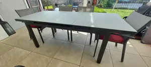 Gartentisch Glasplatte auf Aluminium in Antrazit