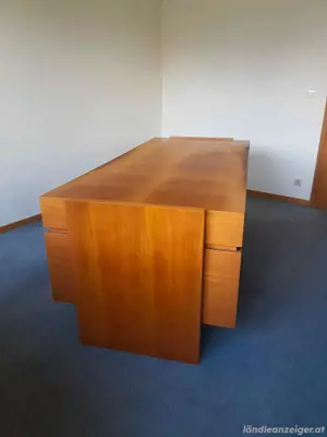 Großer Echtholz Schreibtisch (optional mit mit Sekretär), Chefbüro, Designermöbel Bild 3
