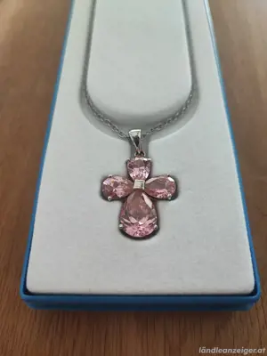Silberkette Kreuz mit Zirkonia - NEU 