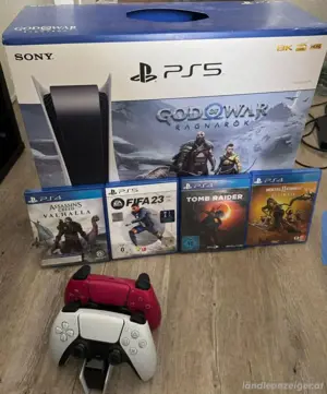 PlayStation 5 mit DISC, wird mit 2 Controllern und allen  Bild 3