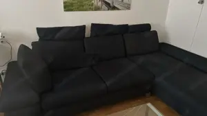 ECKSOFA in Webstoff Blau Bild 4