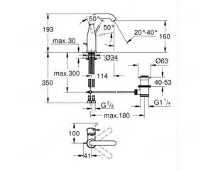 GROHE Essence New Einhand-Waschtischbatterie, 1 2  M-Size mit Ablaufgarnitur Bild 3