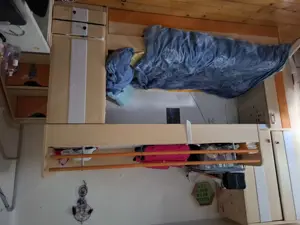 Jugenstockbett mit Kasten ,Stiege und Ausziehbett Bild 4