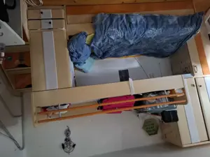 Jugenstockbett mit Kasten ,Stiege und Ausziehbett Bild 8