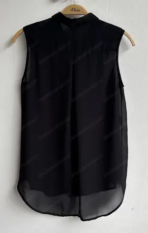 Schwarze, transparente ärmellose Bluse von H u M Bild 2