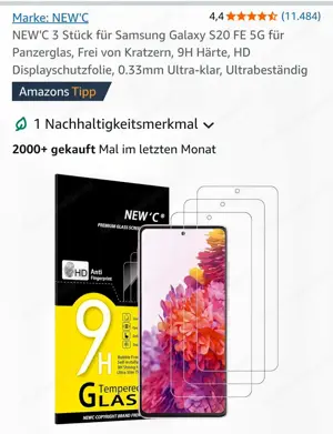 Panzerglasfolie Samsung Galaxy S20 FE 5G Bild 2