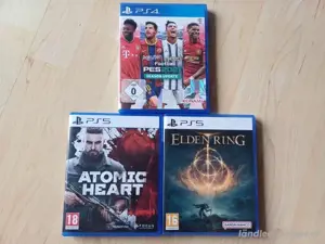 PS5 spielkonsole mit OVP + kopförer + 2 controller und 3 videospiel.  Bild 5