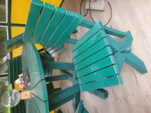 Gartengarnitur, Holz massiv, runderTisch DM 1,3 m und 6 Sessel  Bild 3