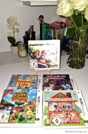 Nintendo 3DS xl neue spielkonsole mit Mario kart und animal crossing videospiel . OVP Bild 5