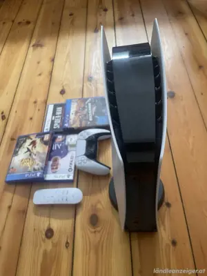Sony PS5 spielkonsole neu zustand mit 3 videospiel + 2 controller und OVP Bild 5