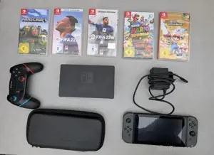 Nintendo Switch spielkonsole mit 5 videospiel +1 Schwarz tasche und OVP