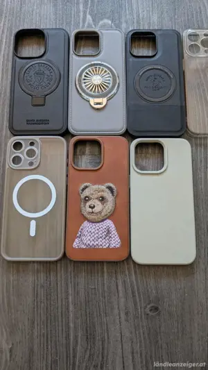 7 aktuelle iPhone 15 Pro Max-Taschen, verschiedene Farben in der Tasche. keine Kratzer 