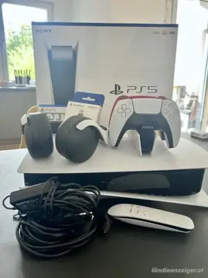 PS5 sony laufwerk  spielkonsole mit 2 kontrollern + kopförer + OVP . 