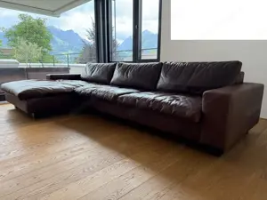 Hochwertiges Echtleder-Ecksofa in Dunkelbraun - gepflegt & zeitlos Bild 3