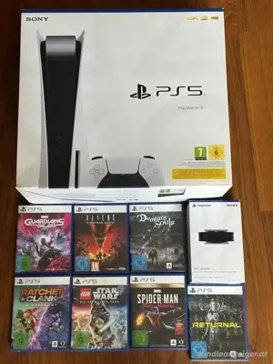 PS5 Disc player versiegelt in der Box mit 6 videospiel und controller + allen Zubehör , OVP mit rec