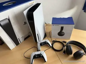 PS5 spielkonsole mit kopförer + 2 kontrollern OVP , 