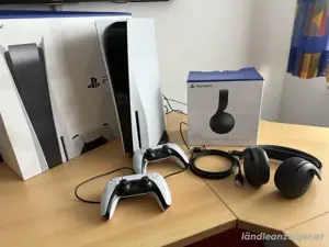 PS5 spielkonsole mit kopförer + 2 kontrollern OVP ,  Bild 2