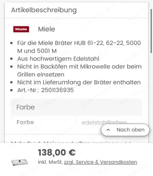 Miele Bräter Auflaufform mit Brathaube Aluguss Bild 2