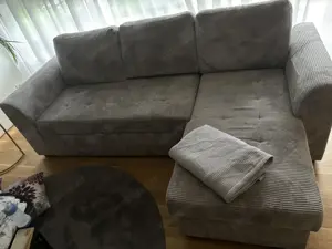 Ecksofa grau cord Bild 3