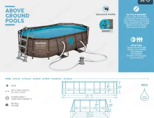 BESTWAY Power Steel Swim Vista 427x250x100 Frame Pool oval im Komplett Set