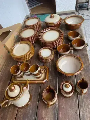 6 teiliges rustikales Kaffee- und Essgeschirr