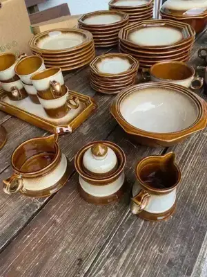 6 teiliges rustikales Kaffee- und Essgeschirr Bild 3