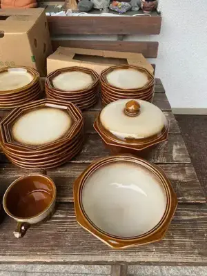 6 teiliges rustikales Kaffee- und Essgeschirr Bild 4