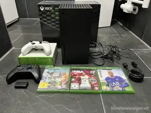 Xbox serie X spielkonsole mit 2 kontrollern und 3 videospiel  ,  mit OVP und rechung 