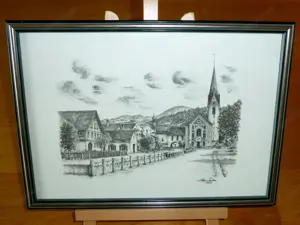 BILD Altenstadt Naflastraße Kirche   mit Rahmen, hinter Glas 