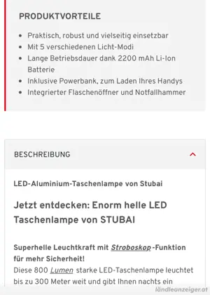 NEUE Stubai Taschenlampe (Stückpreis) Bild 2